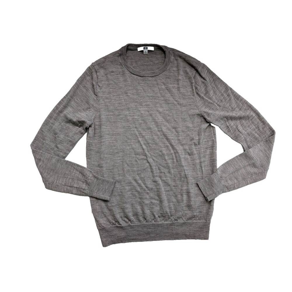 Uniqlo Women’s Extra Fine Merino 100% Wool Crew Neck Long-Sleeve Sweater M Taupe